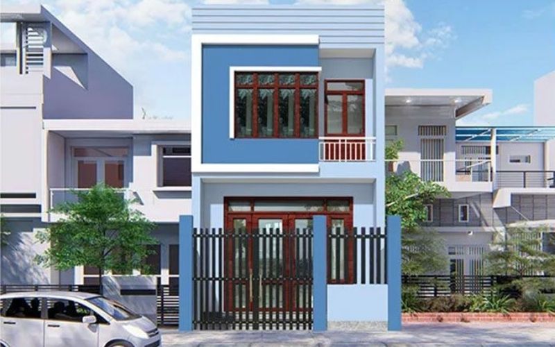 Sơn ngoại thất nhà ống màu xanh dương mang lại cảm giác thoải mái, tươi mát