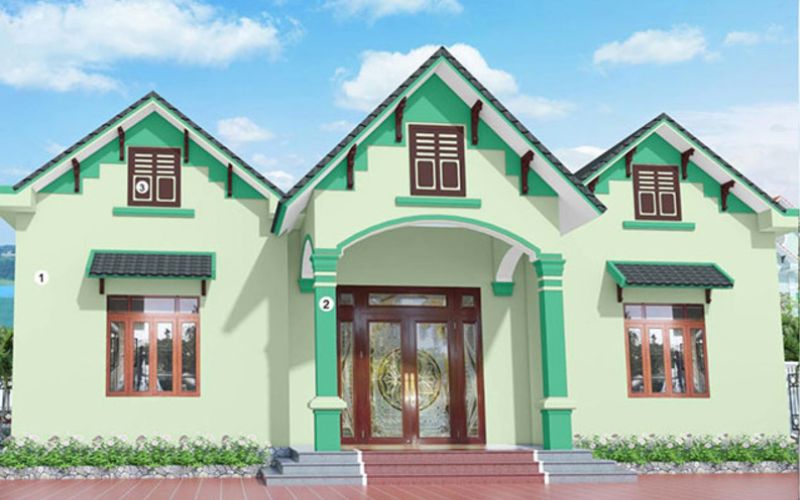 Nhà cấp 4 sơn màu xanh ngọc mang đến không gian tươi tắn, sinh động