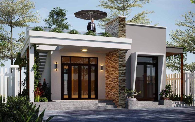 Màu xám sơn nhà cấp 4 hiện đại