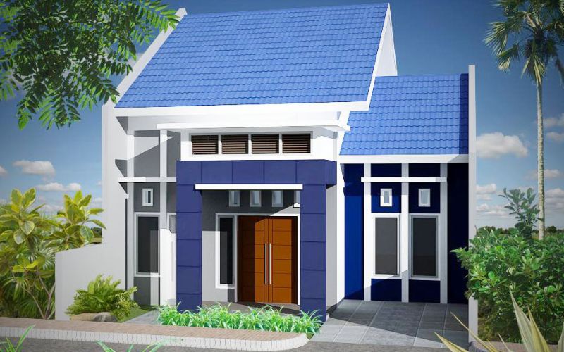 Mẫu sơn nhà cấp 4 màu xanh dương đẹp mắt