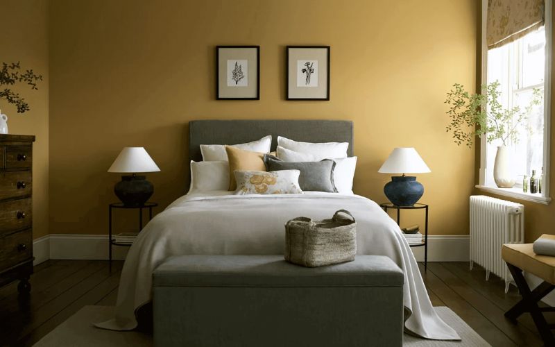 Phòng ngủ sơn màu vàng nâu mang lại không ấm áp Phòng ngủ sơn màu vàng nâu mang lại không ấm áp