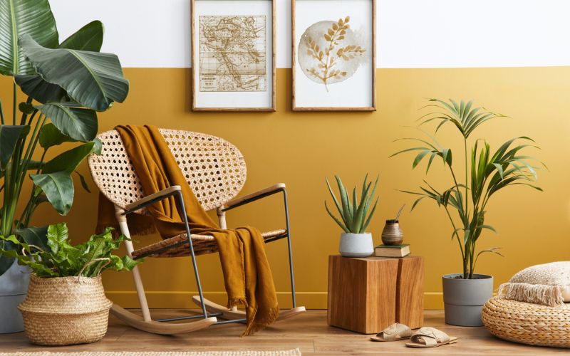 Màu vàng nâu phù hợp với phòng khách phong cách mộc mạc Màu vàng nâu phù hợp với phòng khách phong cách mộc mạc