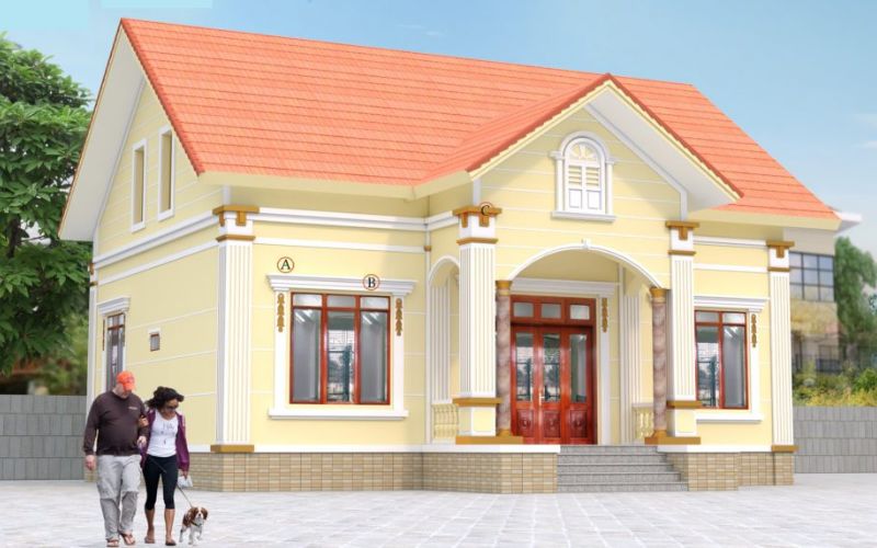 Sơn mặt tiền màu vàng nhạt trang nhã Sơn mặt tiền màu vàng nhạt trang nhã