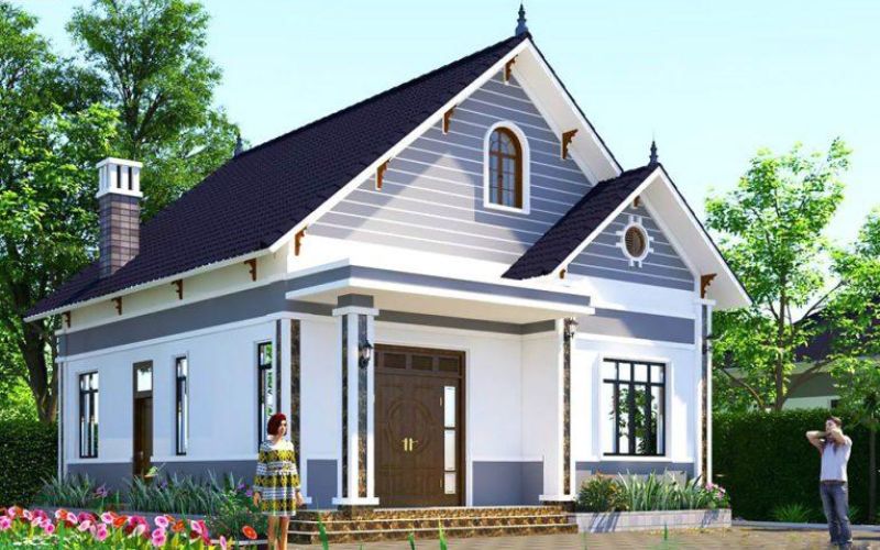 Sơn nhà màu xanh ghi ánh tím hiện đại