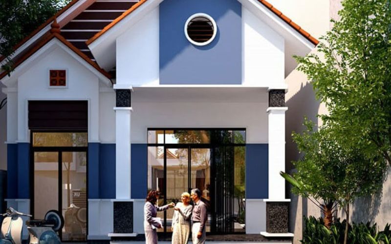 Mẫu ngoại thất sơn xanh ghi ánh tím đẹp mắt