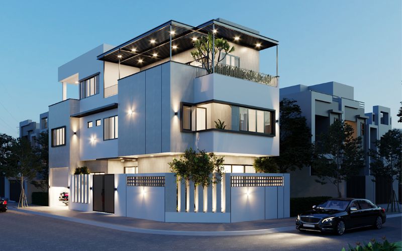 Ánh đèn vàng tạo nên sự độc đáo của màu xanh ghi đổi màu