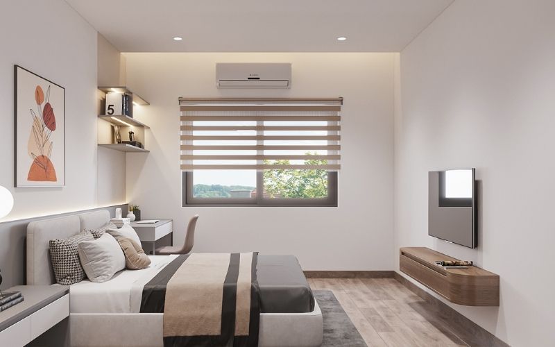 Sơn màu trắng mang đến không gian phòng ngủ thoáng đãng