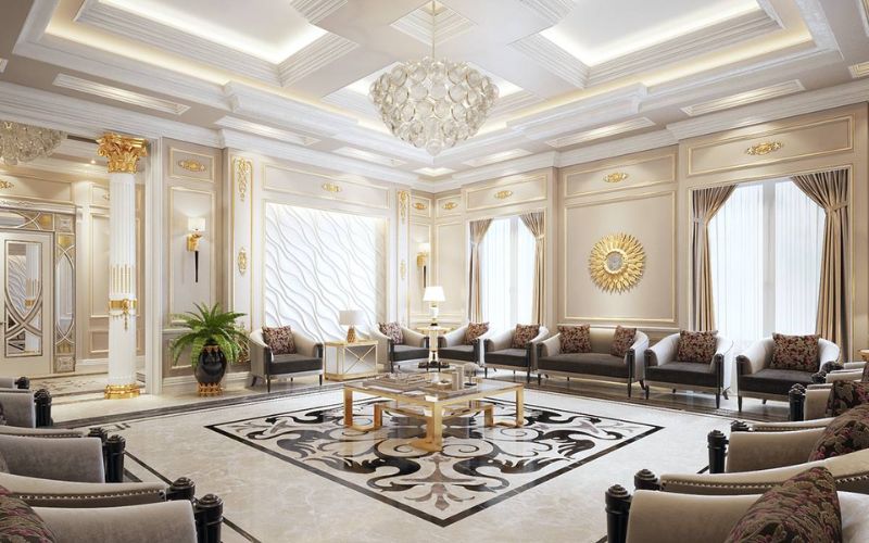 Sơn màu be giúp tôn lên vẻ đẹp thiết kế phòng khách phong cách tân cổ đển