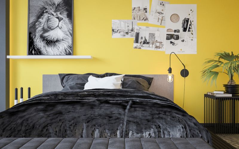 Màu vàng phối đen tạo nên không gian phòng ngủ thú vị, cá tính Màu vàng phối đen tạo nên không gian phòng ngủ thú vị, cá tính
