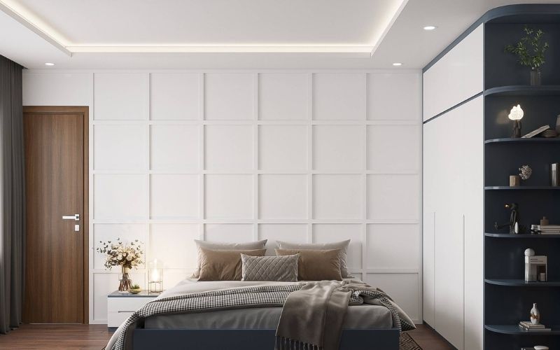 Trần thạch cao giật nhẹ giúp không gian phòng ngủ ấn tượng hơn