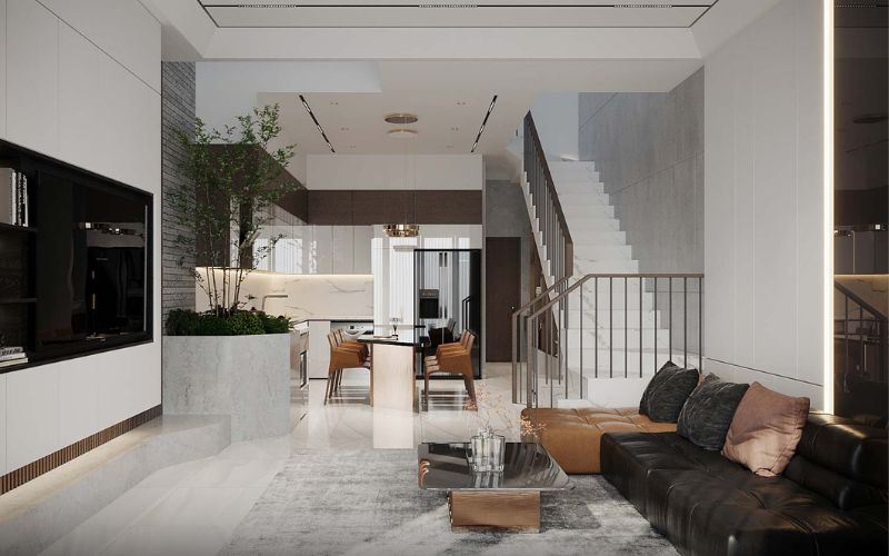 Hồ Gia - Đơn vị thi công mẫu trần thạch cao phòng khách 30m2 uy tín