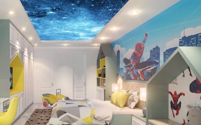 Phòng ngủ trần 3D độc đáo dành cho bé trai