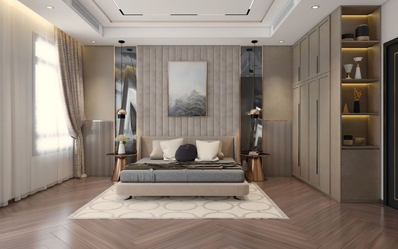Mẫu trần giật cấp phòng ngủ nhà ống sang trọng