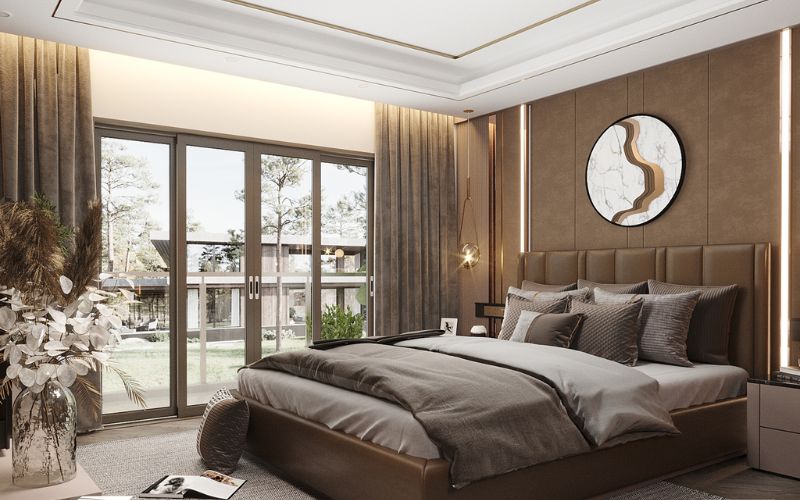 Trần thạch cao phòng ngủ 10m2 sang trọng với đường nét tinh tế