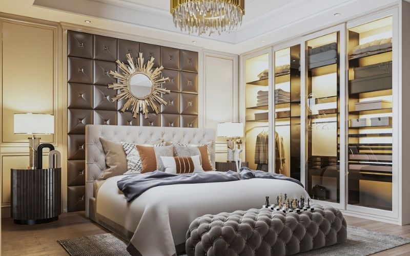 Phòng ngủ trần thạch cao sang trọng với chất liệu nội thất cao cấp