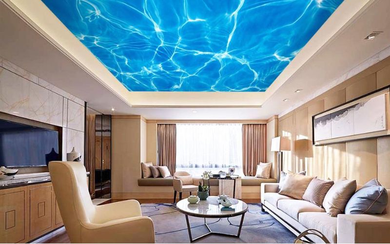 Mẫu trần thạch cao 3D đơn giản nhưng không kém phần sang trọng