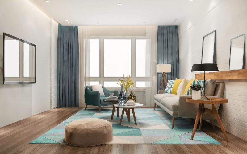 Trần thạch cao phẳng hài hòa với phòng khách 30m2 thiết kế phong cách trẻ trung, cá tính