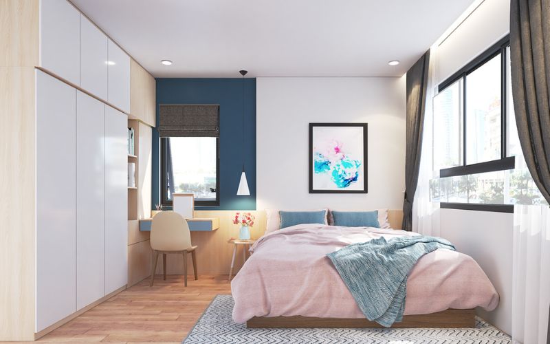 Trần phẳng tạo cảm giác rộng rãi cho phòng nhỏ
