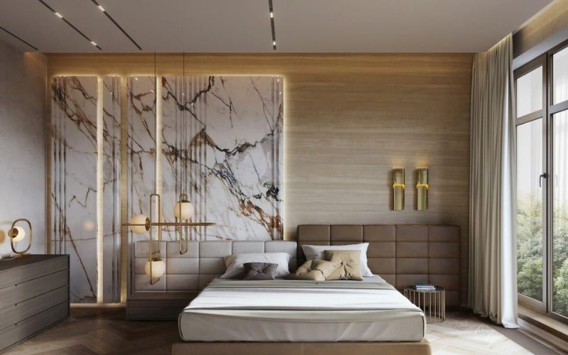 Trần thạch cao đơn giản phòng ngủ trang trí đèn thả kiểu dáng đẹp mắt