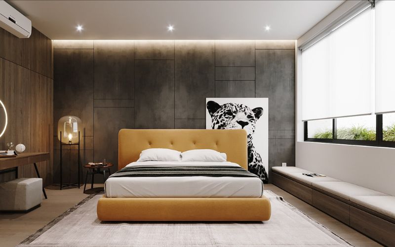 Mẫu phòng ngủ thiết kế trần phẳng với phong cách nội thất cá tính